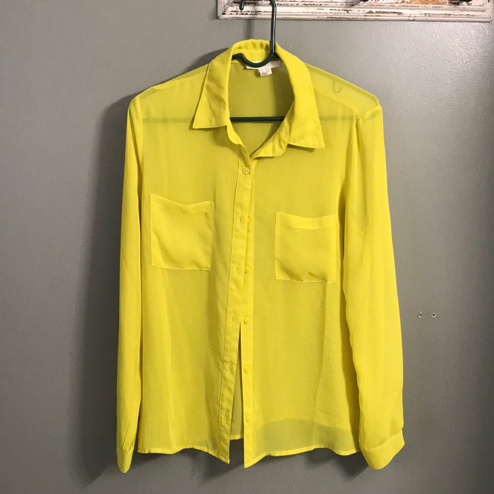 Lime green sheer blouse